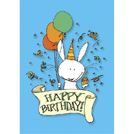 Bunny happy birthday card for kids