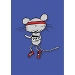 Jogging mouse blue card to celebrate your 5k, half (or whole) marathon, or any length race
