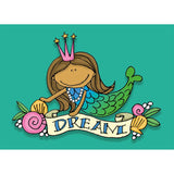 Brown haired mermaid dream postcard from 72 Bumblebee Lane