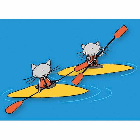 Kayaking cats postcard