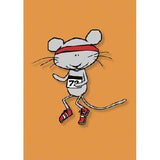 Runner mouse orange card to celebrate 5k, half (or whole) marathon, or any length race
