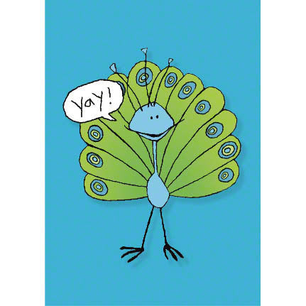 Positive peacock blank card for encouragement, birthdays, congratulations