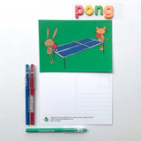 Ping pong players postcard