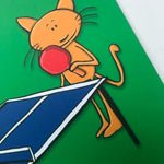 Ping pong players postcard