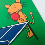 Ping pong players postcard