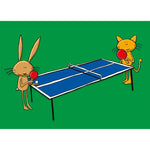 Ping pong players postcard