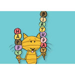 Happy birthday tabby cat card in all the ice cream flavors