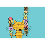 Happy birthday tabby cat card in all the ice cream flavors